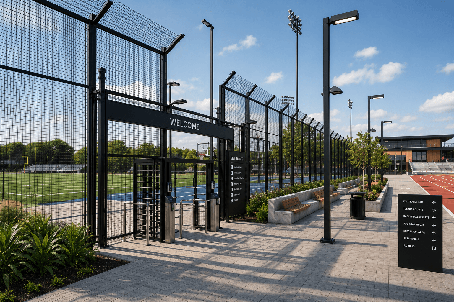 Athletic complex fencing