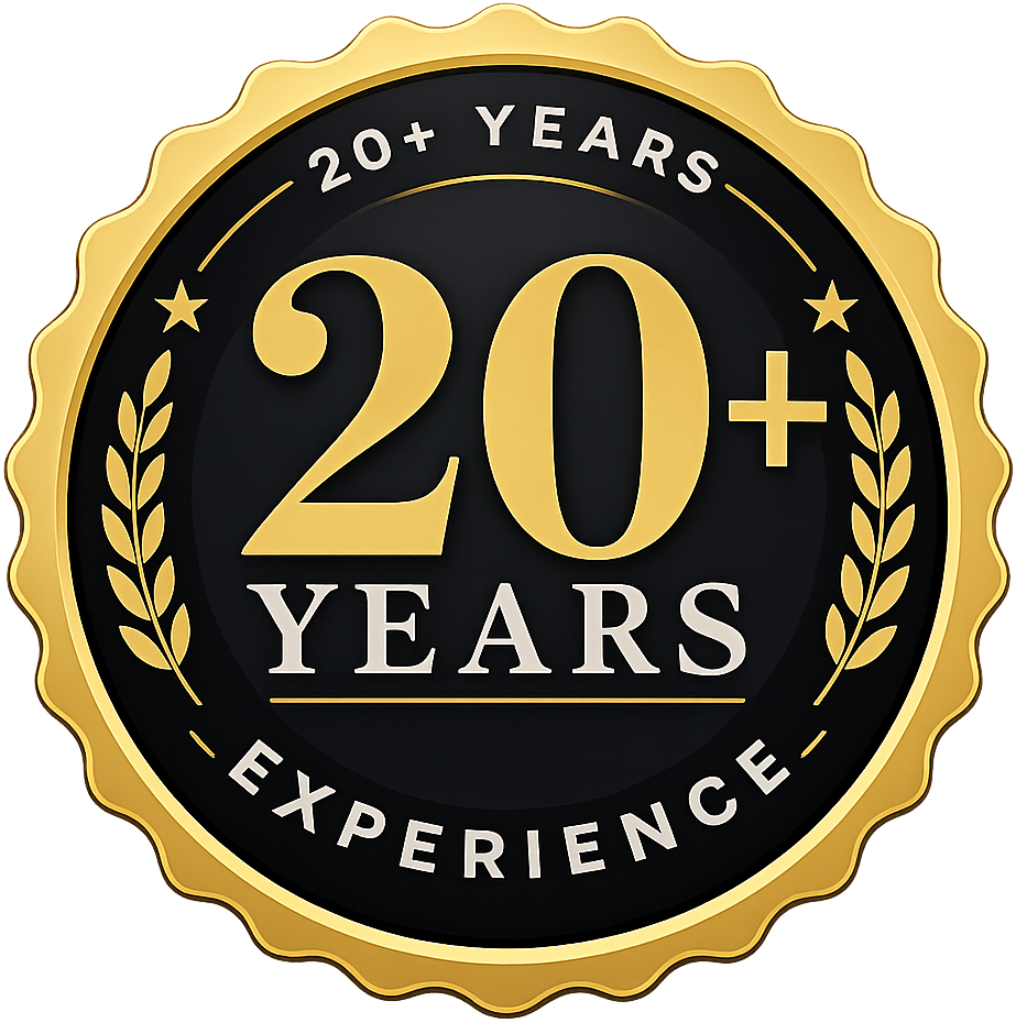 20+ Years Experience Badge